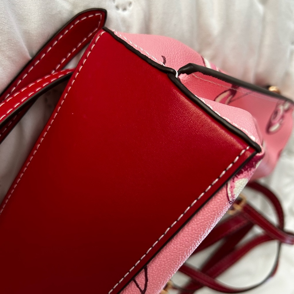 Coach Pink Cherry-Print Mini Tote with Red Accents - Picture 5 of 6